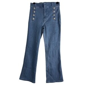 Derek Lam 10 Crosby Robertson Sailor Button High Rise Flare Jeans Size 27